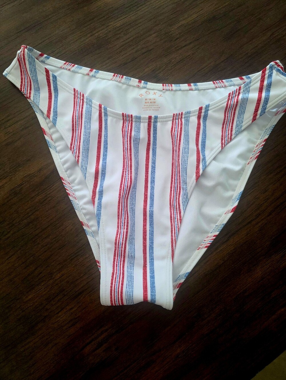 Roxy Red, Blue & White Vertical Stripe Bikini Bottom